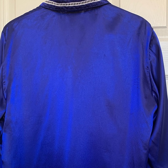 Vintage Satin Pyjamas Set Royal Blue Size Large - Picture 3 of 16